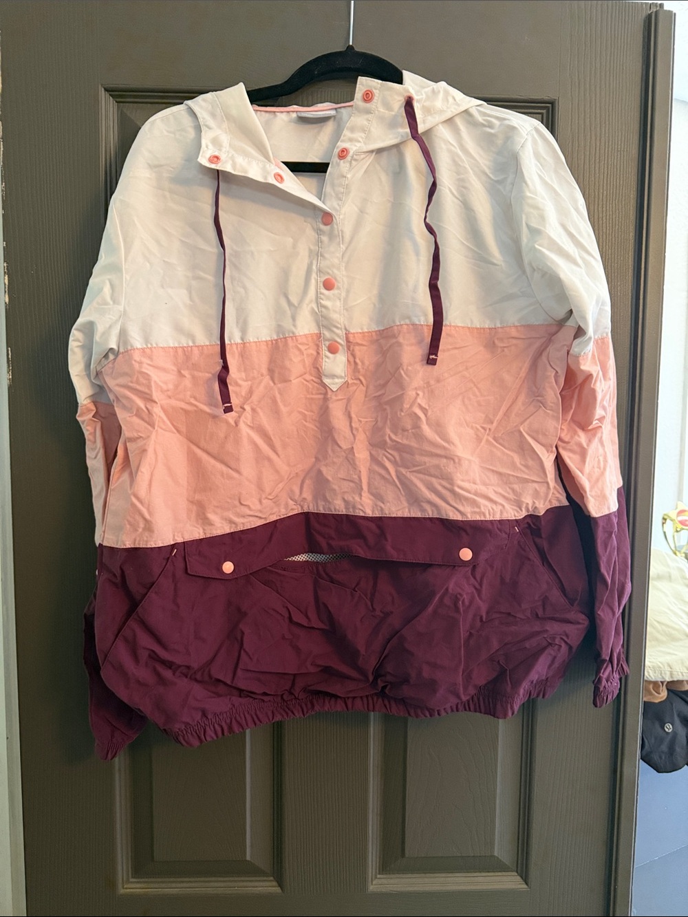 Columbia White Windbreaker with Pink Trim